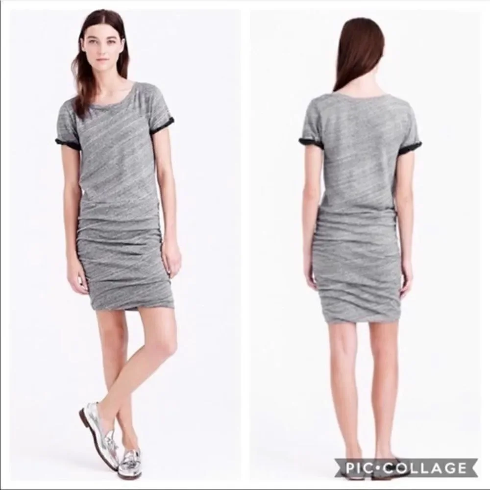 J. Crew | J. Crew Ruched Knit Dress Marled Blue Gray  Sweatshirt Dress NWT | M
